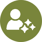 User icon with sparkle effects